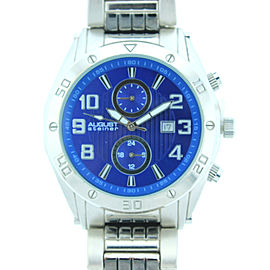 August Steiner Men's AS8070BU Blue Dial Silver-Tone and Black Bracelet Watch