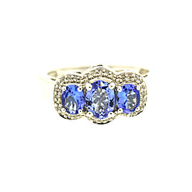 Sterling Silver Tanzanite and Diamond Ring