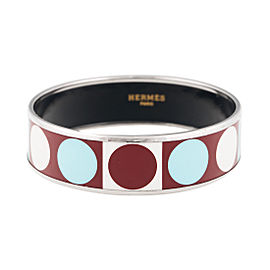 Hermes Wide Brown Turquoise and White Enamel Bracelet