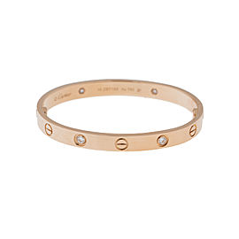 Cartier Love Bracelet 18K Rose Gold Half Diamond Size 19