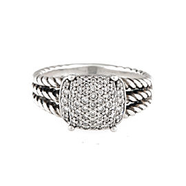 David Yurman Sterling SIlver Petite Wheaton 0.25ct. Diamond Ring Size 7