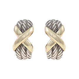 David Yurman Sterling Silver and 14K Yellow Gold X Earrings