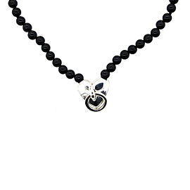 Vintage Tiffany & Co. Sterling Silver Black Onyx Heart Bead Ball Necklace