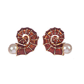 Judith Leiber Snail Shell Enamel Earrings