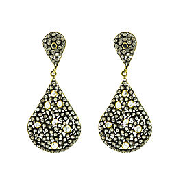 14K Yellow Gold & Sterling Silver Rose Cut Diamond Teardrop Earrings