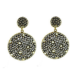 14K Yellow Gold & Sterling Silver Rose Cut Diamond Disc Earrings