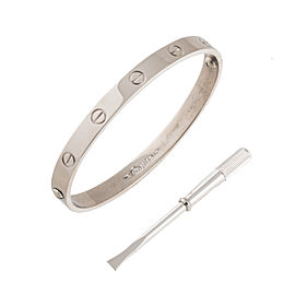 Cartier 18K White Gold Love Bracelet Size 18