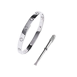 Cartier 18k White Gold Love Bracelet 6 Diamond Size 18