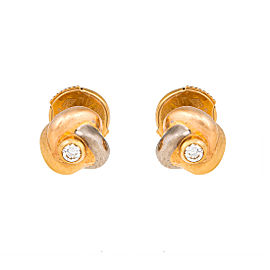 Cartier 18K Trinity Gold 0.04ct. Diamond Knot Stud Earrings