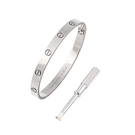 Cartier 18K White Gold Love Bracelet Size 18