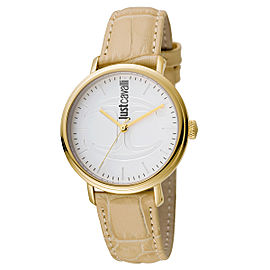 Just Cavalli Women's CFC Silver Dial Calfskin Leather Watch