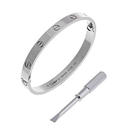 Cartier Love 18K White Gold Bracelet Size 17