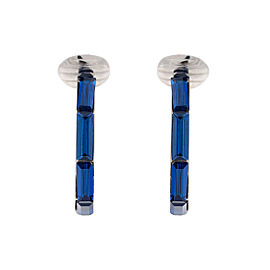 Dior Silver Tone Hardware with Blue Crystal Clip On Earrings