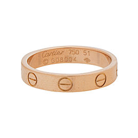 Cartier Mini Love 18K Rose Gold Ring Size 5.50-5.75