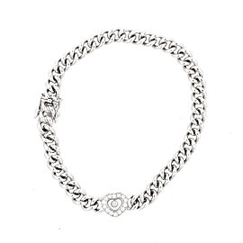 Chopard 18K White Gold Happy Diamond 0.25ct. Heart Link Bracelet