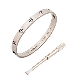 Cartier Love 18k White Gold Bracelet Size 17