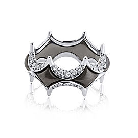 Jado Crown Couture Black With Diamonds 18k White Gold with Rhodium Plating Diamonds Ring