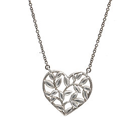 Tiffany & Co. Sterling Silver Olive Leaf Heart Pendant Necklace