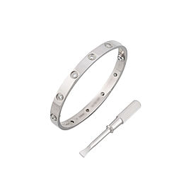 Cartier Love Bracelet 18k White Gold 10 Diamonds Size 17