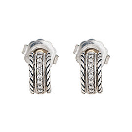 David Yurman Sterling Silver and 0.20ct Diamond Cable Classics Earrings