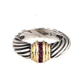 David Yurman 14k Yellow Gold and Sterling Silver Ruby Ring Size 5