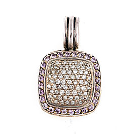 David Yurman Sterling Silver 1.00ct. Diamond and 0.5ct. Pink Sapphire Albion Pendant