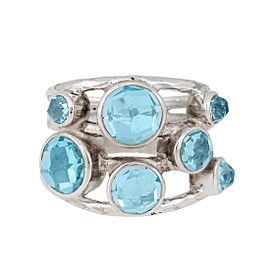 Ippolita Sterling Silver Blue Topaz Rock Candy Constellation Ring Size 7.5