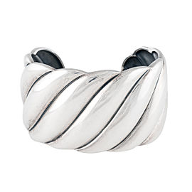 David Yurman Sterling Silver Wide Sculpted Cable Cuff Bracelet