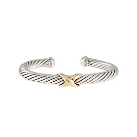 David Yurman Sterling Silver X Bracelet with 14K Yellow Gold