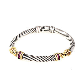 David Yurman 14k Yellow Gold and Sterling Silver Ruby Bracelet