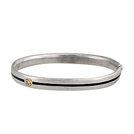 David Yurman Sterling Silver and 18K Yellow Gold Hinged Bangle Bracelet