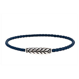 David Yurman Sterling Silver Chevron Leather Bracelet