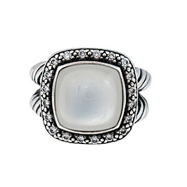 David Yurman Sterling Silver Metallic Albion With Moon Quartz & 0.30ct. Diamonds Ring Size 5