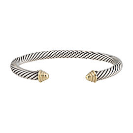 David Yurman Sterling Silver and 14K Yellow Gold Cable Cuff Bracelet