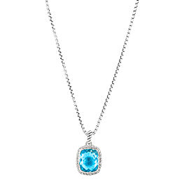 David Yurman Sterling Silver Diamond And Blue Topaz Albion Pendant Necklace