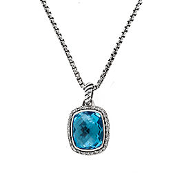 David Yurman Sterling Silver Blue Topaz Noblesse 0.25ct. Diamond Necklace