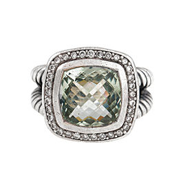 David Yurmam Prasiolite and 0.22ct Diamond Albion Ring Size 6