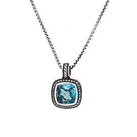 David Yurman Sterling Silver and 14K Yellow Gold Blue Topaz Albion 0.20ct. Diamond Necklace