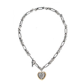 David Yurman Sterling Silver and 18K Yellow Gold Heart Necklace