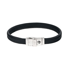 David Yurman Sterling Silver Black Leather Bracelet