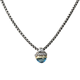 David Yurman Two Tone Blue Topaz Pendant Necklace