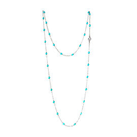 David Yurman Sterling Silver Turquoise Bead Necklace