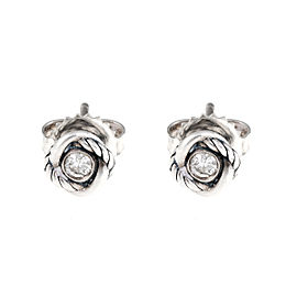 David Yurman Sterling Silver Infintiy 0.13ct. Diamond Stud Earrings