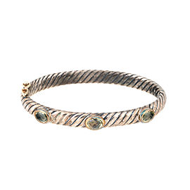 David Yurman Sterling Silver 3 Stone Prasiolite Bracelet