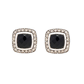 David Yurman Sterling Silver 18k Yellow Gold Onyx Diamonds Albion Earrings