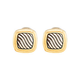 David Yurman Sterling Silver and 18k Yellow Gold Earrings