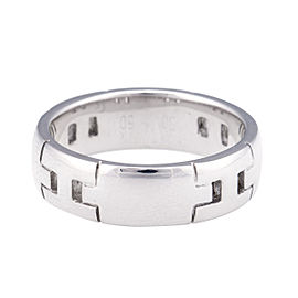 Hermes 18K White Gold H Logo Ring Size 5.5