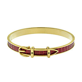 Hermes Gold Tone Red Belt Motif Bangle