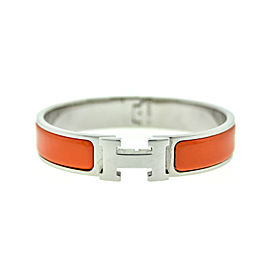 Hermes H Orange Enamel Clic Clac Bracelet