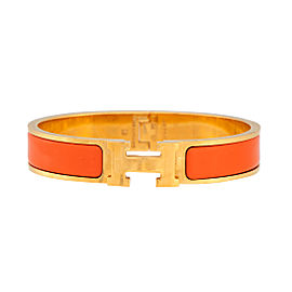 Hermes Orange Palladium Sterling Silver Clic Clac Bracelet